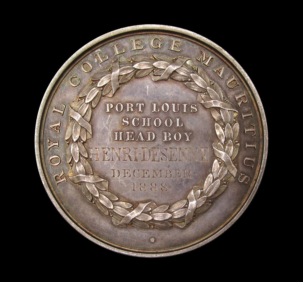 Mauritius Royal College 1888 Port Louis School 51mm Silver Medal mauritius-royal-college-1888-port-louis-school-51mm-silver-medal