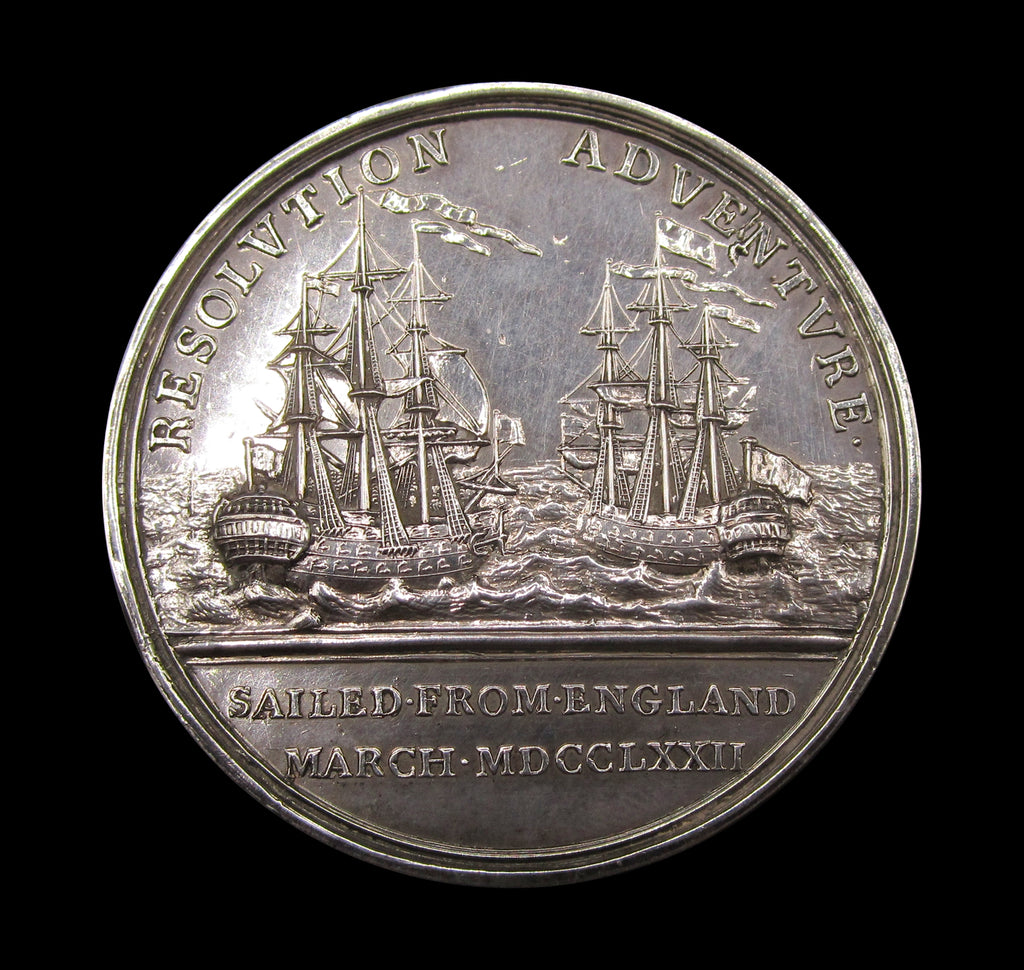 1772 Captain Cook's Resolution & Adventure 43mm Silver Medal