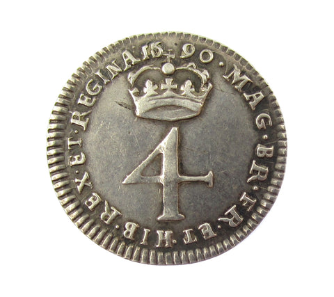 William & Mary 1690 Maundy Fourpence - GVF