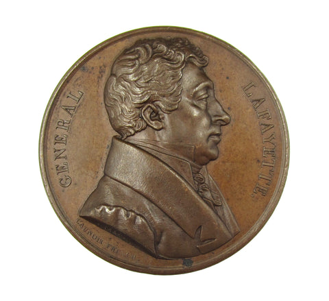France 1824 General Lafayette 47mm Tribute Medal - By Caunois