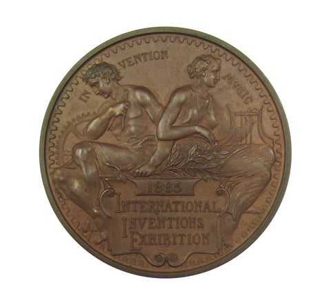 1885 International Inventions Exhibition 45mm Bronze Medal - By Wyon