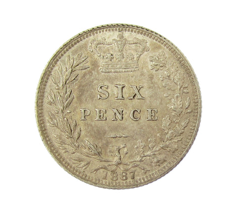 Victoria 1887 Young Head Sixpence - GVF
