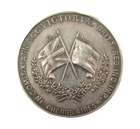 1897 Diamond Jubilee Of Victoria Buenos Aires Argentina 34mm Silver Medal