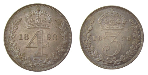 Victoria 1898 Maundy Fourpence & Threepence - UNC