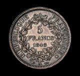 France 1848 A 'Hercules' 5 Francs - NGC AU