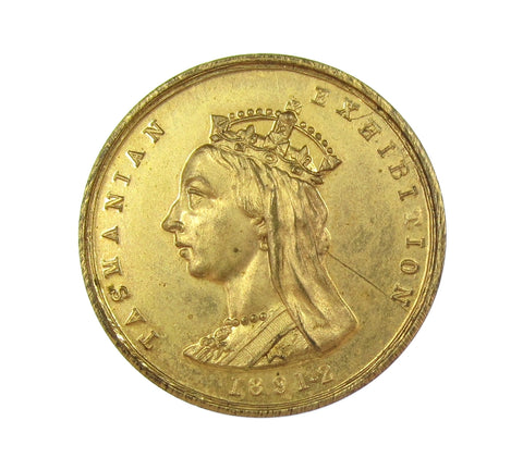 Australia 1891-1892 Tasmanian Exhibition 24mm Gilt Medal