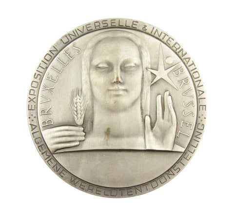 Brussels 1958 International Exposition 80mm Silvered Medal - By Rau