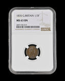 William IV 1835 Third Farthing - NGC MS63BN