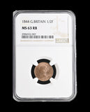Victoria 1844 Half Farthing - NGC MS63RB