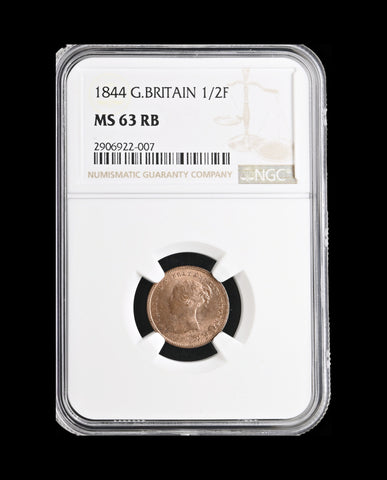 Victoria 1844 Half Farthing - NGC MS63RB