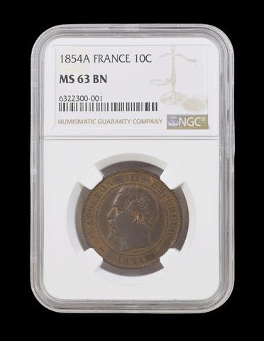 France 1854 A 10 Centimes - NGC MS63BN
