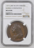 1727 Coronation Of George II 34mm Copper Medal - NGC MS64