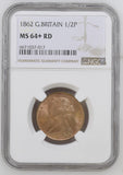 Victoria 1862 Halfpenny - NGC MS64+RD