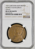 1935 George V Silver Jubilee Royal Mint 32mm Bronze Medal - NGC MS65BN