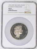 1953 Elizabeth II Coronation 62mm Silver Medal - NGC MS63