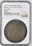 Germany 1730 Brunswick-Luneburg Hannover Taler - NGC AU50
