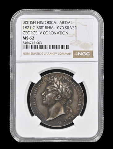 1821 Coronation Of George IV 35mm Silver Medal - NGC MS62