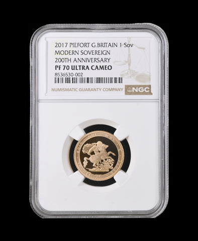 Elizabeth II 2017 Gold Proof Piedfort Sovereign - NGC PF70UC