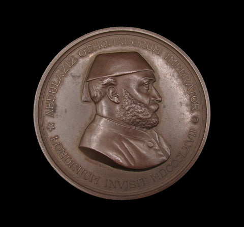 1867 Sultan Of Turkey Visit To London 77mm Bronze Medal - By Wyon