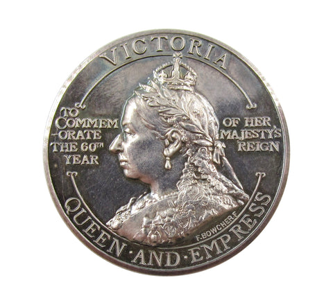1897 Diamond Jubilee Heirs To The Throne 38mm Silver Medal - By Bowcher