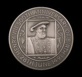 1991 Henry VIII 500th Anniversary Of Birth 63mm Silver Medal - By The Royal Mint