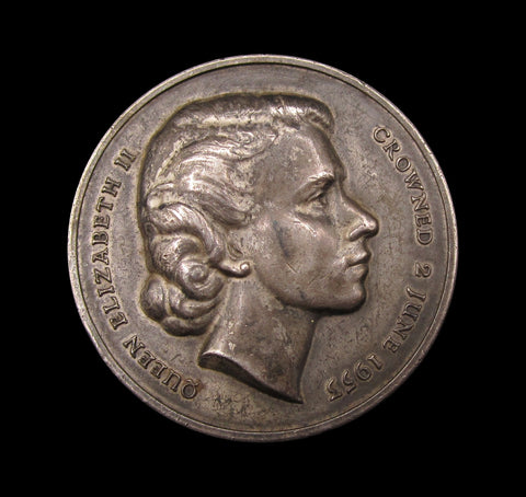 1953 Elizabeth II Coronation National Playing Fields 35mm Silver Medal - By Pinches