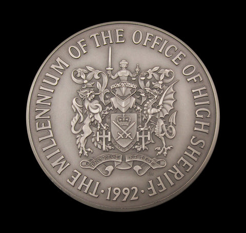 1992 Office of High Sheriff Millennium 63mm Silver Medal - By The Royal Mint