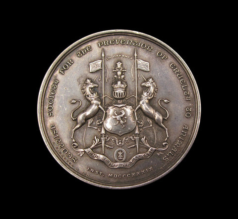 1893 Scottish Society for the Prevention of Cruelty to Animals 52mm Silver Medal