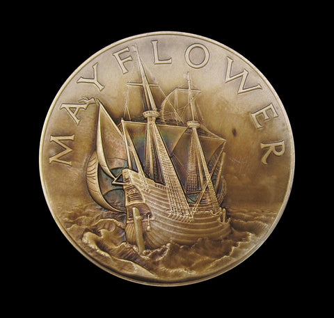 1957 Sailing of The Mayflower II 38mm Silver Medal - By Pinches