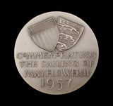 1957 Sailing of The Mayflower II 38mm Silver Medal - By Pinches