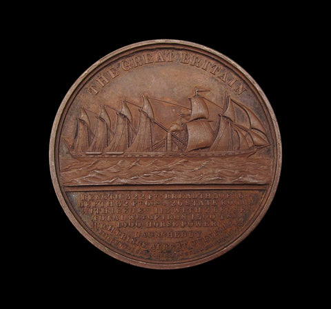 1843 Launching Of The SS Great Britain 43mm Bronze Medal - By Davis