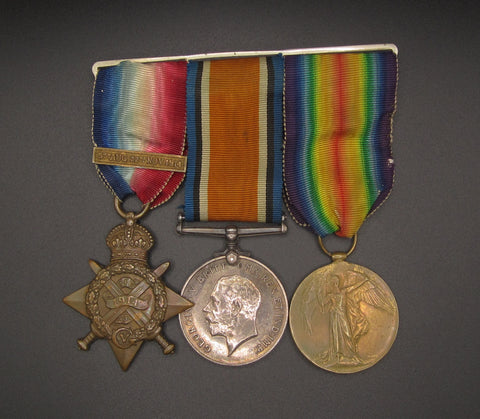 WWI Medal Trio - 1914 Mons Star, British War & Victory Medal