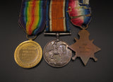 WWI Medal Trio - 1914 Mons Star, British War & Victory Medal