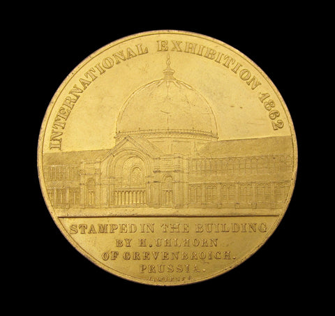 1862 International Exhibition Prince Albert Gilt Bronze 41mm Medal - By Wiener