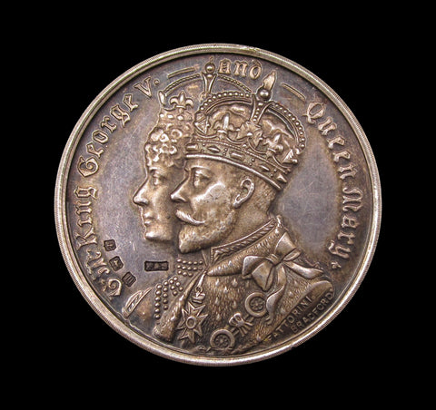1911 George V Coronation Llansamlet Wales 32mm Silver Medal - By Fattorini