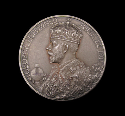 1911 George V Coronation 51mm Silver Medal - Cased