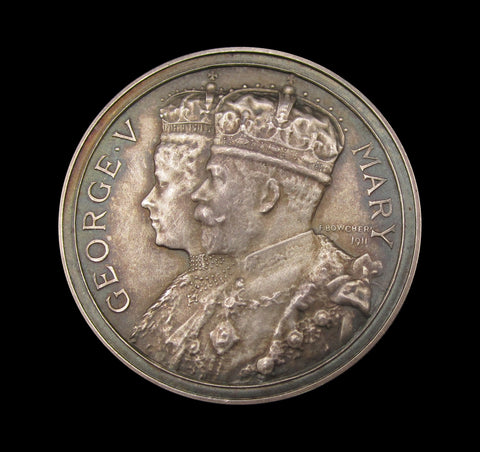 1911 Coronation Of George V 36mm Silver Medal - By Bowcher