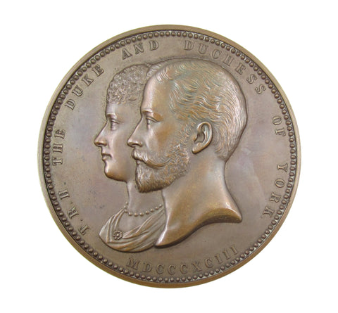 1893 Duke & Duchess Of York Visit To London 76mm Medal - By Adams