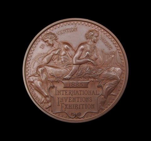 1885 International Inventions Exhibition 45mm Bronze Medal - By Wyon