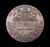 1897 Diamond Jubilee Silvered Bronze 38mm Medal - By Heaton