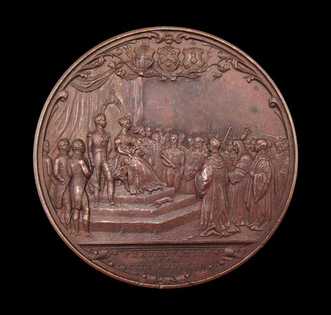 1844 Opening Of The Royal Exchange City Address 52mm Bronze Medal - By Davis