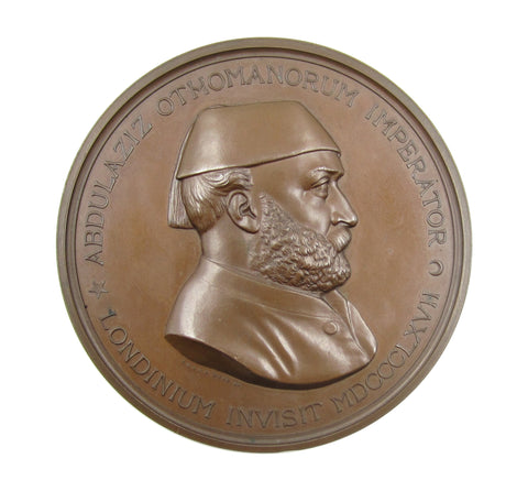 1867 Sultan Of Turkey Visit To London 77mm Bronze Medal - By Wyon