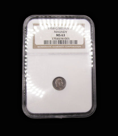 Edward VII 1908 Maundy Penny - NGC MS63