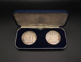 1970 Mayflower 350th Anniversary 38mm Silver Medal Cased Pair - By Pinches