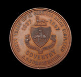 1897 Diamond Jubilee City Of Coventry 39mm Bronze Medal - By Carter
