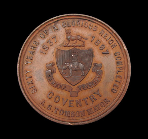 1897 Diamond Jubilee City Of Coventry 39mm Bronze Medal - By Carter