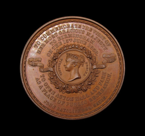 1858 Inauguration Of Aston Hall 56mm Cased Medal - By Moore