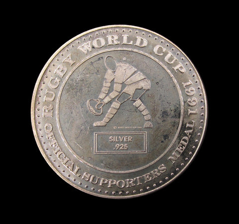 1991 Rugby World Cup Supporters 38mm Silver Medal - Cased