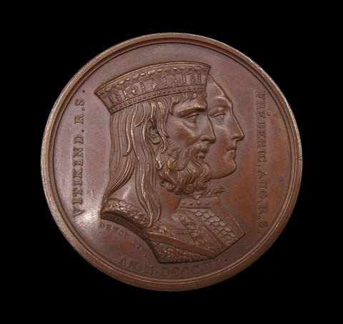 France 1806 Napoleon I Alliance With Saxony 40mm Medal - By Andrieu