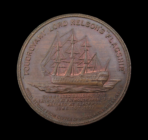 1897 Lord Nelson's Flagship Foudroyant 38mm Copper Medal